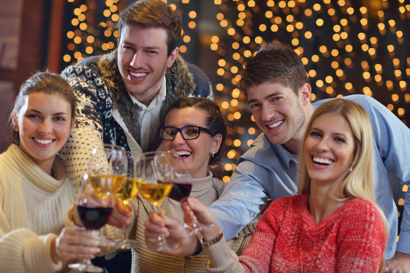young people enjoying wine