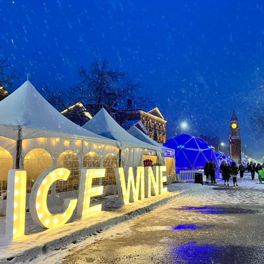 Icewine Festival in NOTL Old Town at dusk